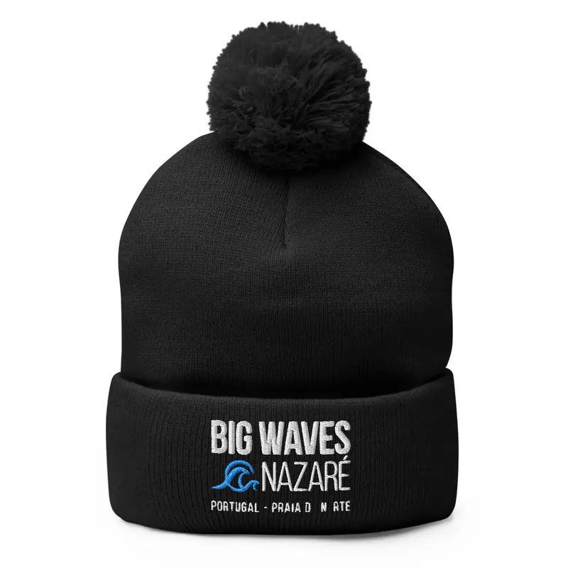 Pom Pom Knit Cap Big Waves Nazaré